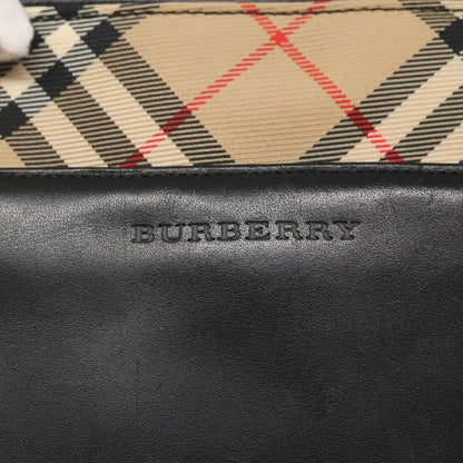 Burberry Nova Check Tote Canvas and Leather, BLACK, LEATHER, Tote bag