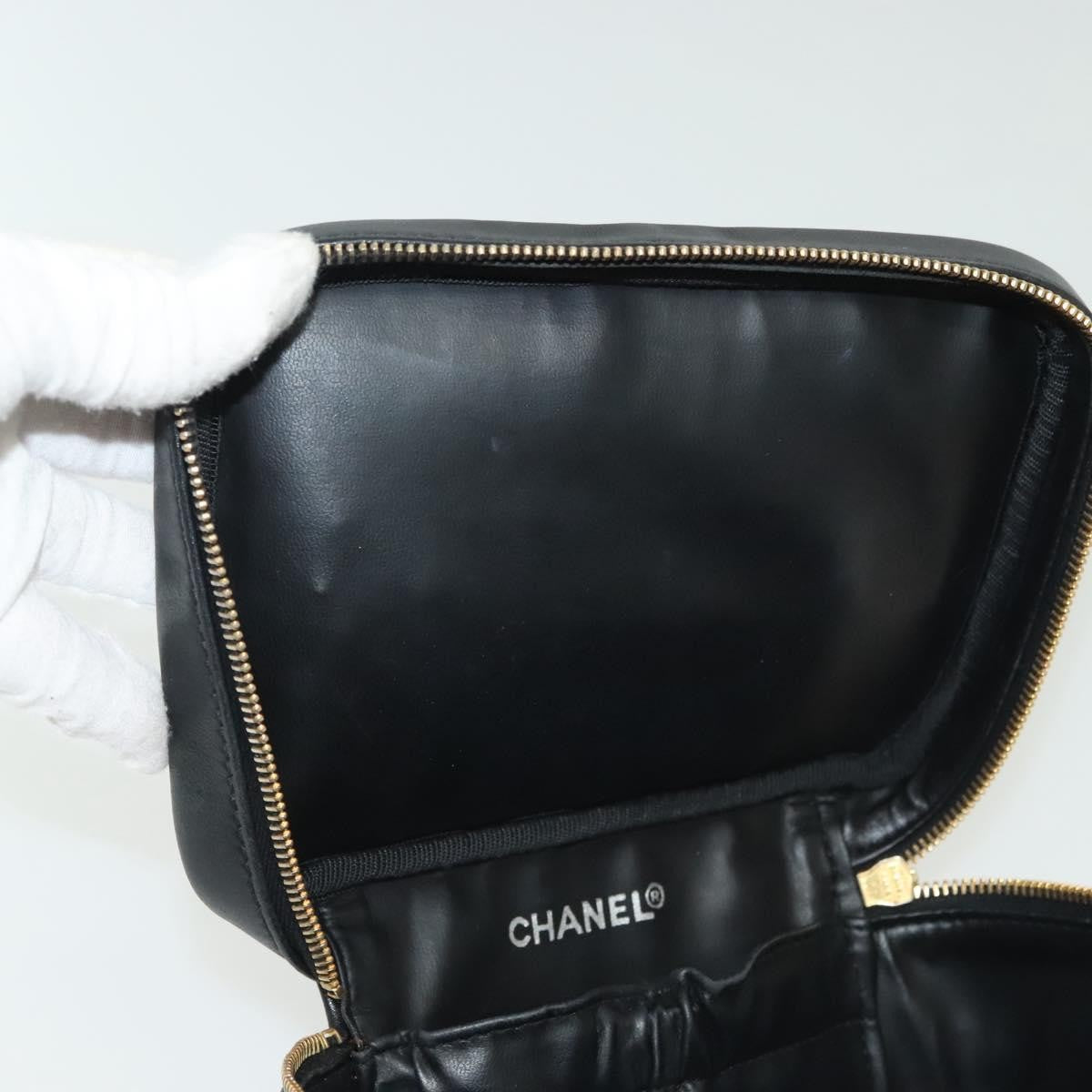 Chanel Vanity pouch Leather, BLACK, LEATHER, Toiletry Case