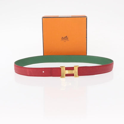 Hermes Constance Belt Leather, RED, LEATHER, Belts
