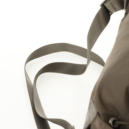 Prada Vela Double Front Pocket Backpack Tessuto with Saffiano Leather, GRAY, NYLON, Backpack