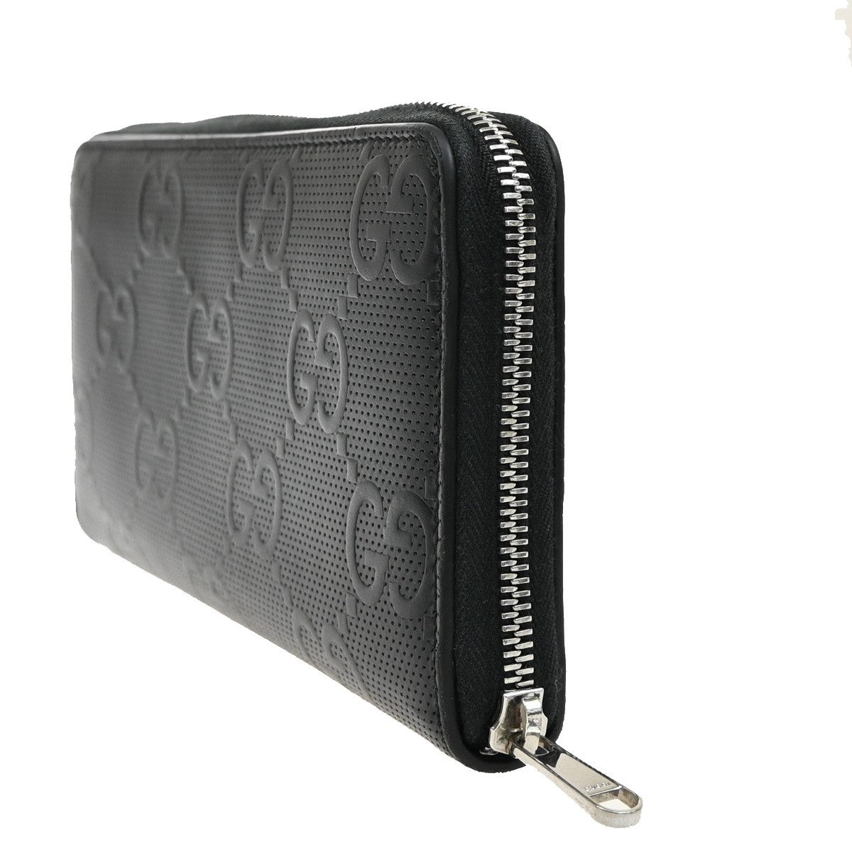 Gucci Signature Zip Around Wallet Guccissima Leather, BLACK, LEATHER, Wallets