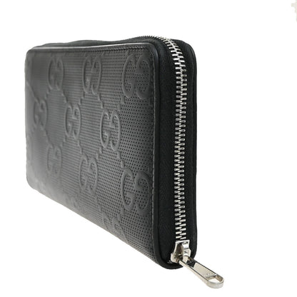 Gucci Signature Zip Around Wallet Guccissima Leather, BLACK, LEATHER, Wallets