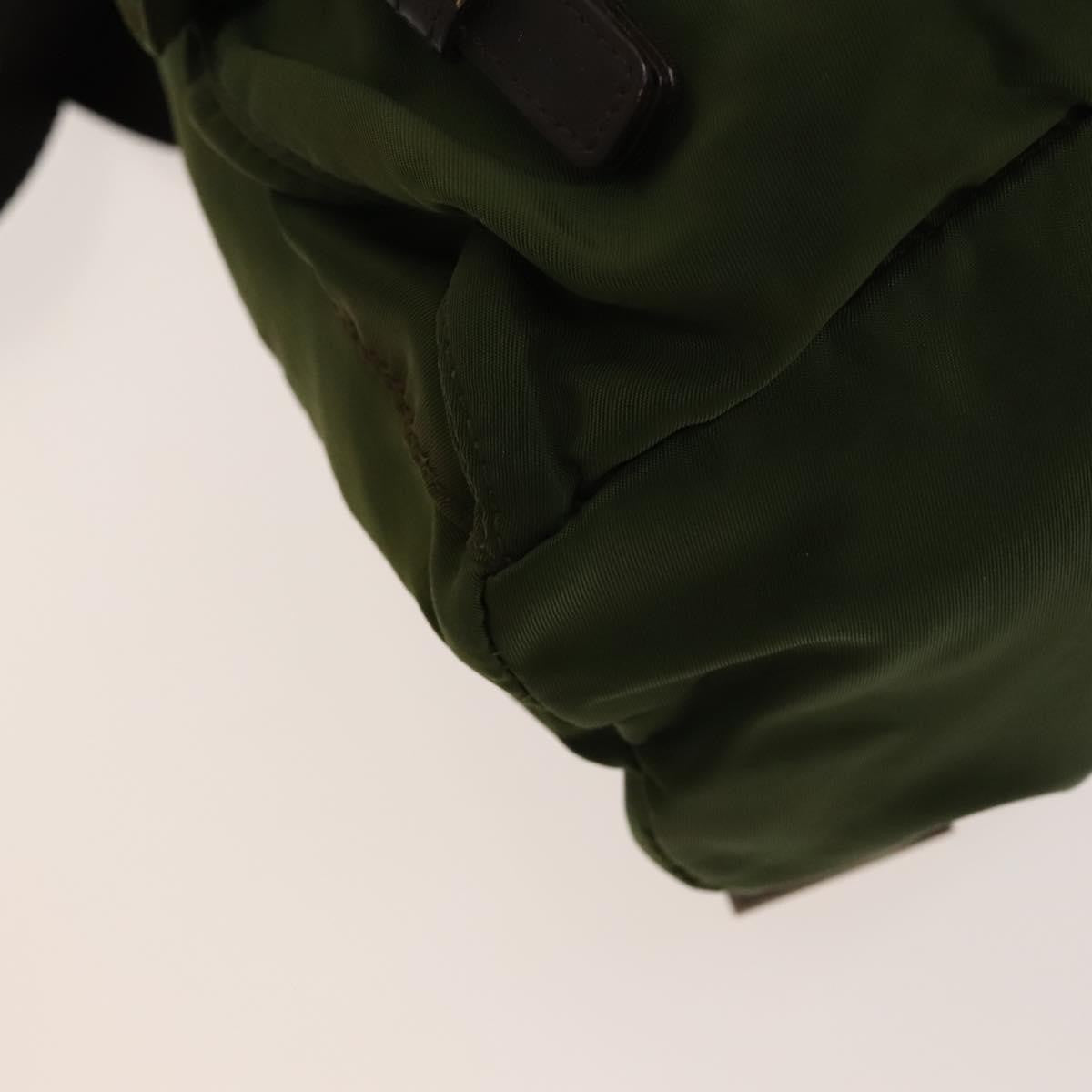 Prada Vela Double Front Pocket Backpack Tessuto with Saffiano Leather, KHAKI, NYLON, Backpack