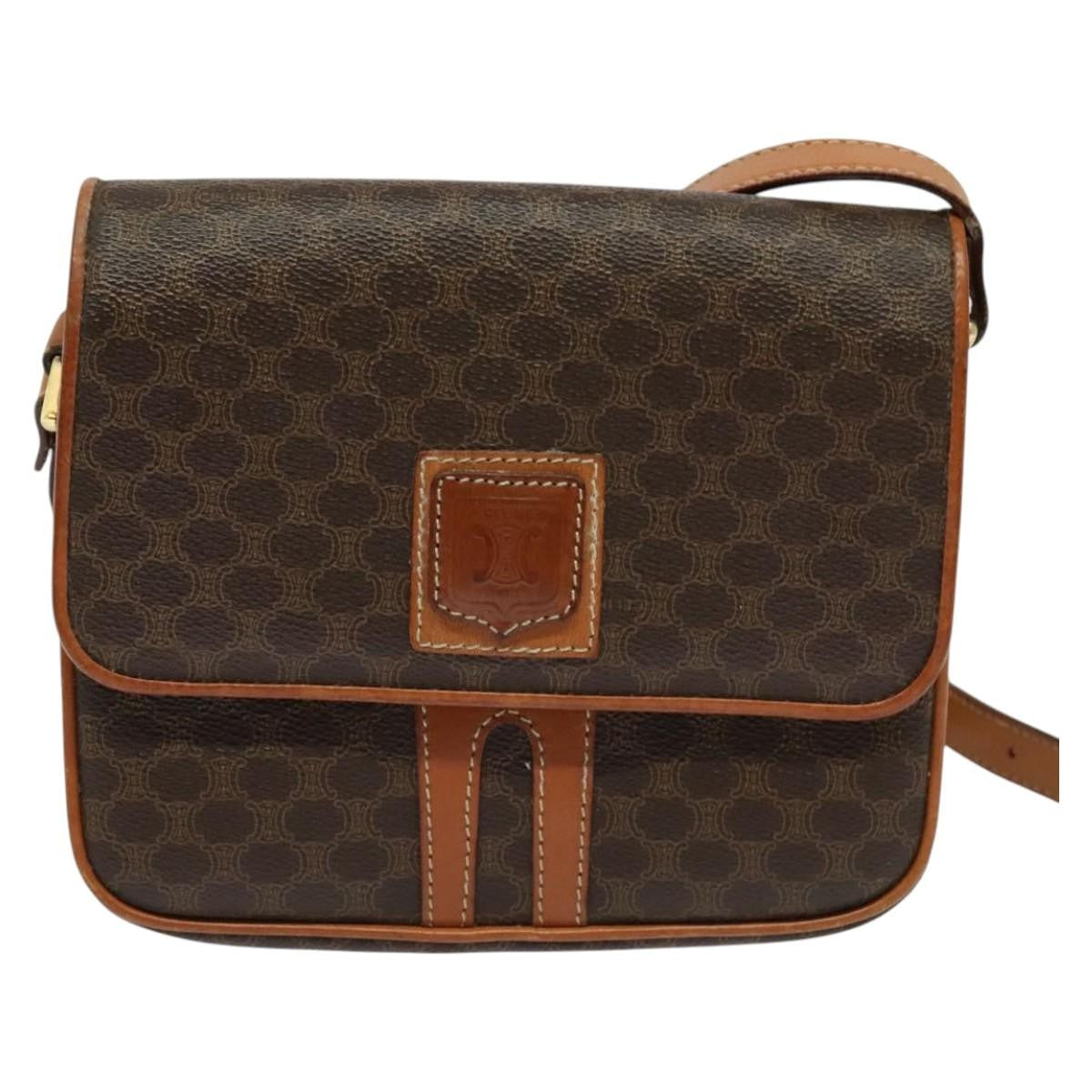 Celine Macadam Shoulder Bag PVC Leather, BROWN, CANVAS, Shoulder bag