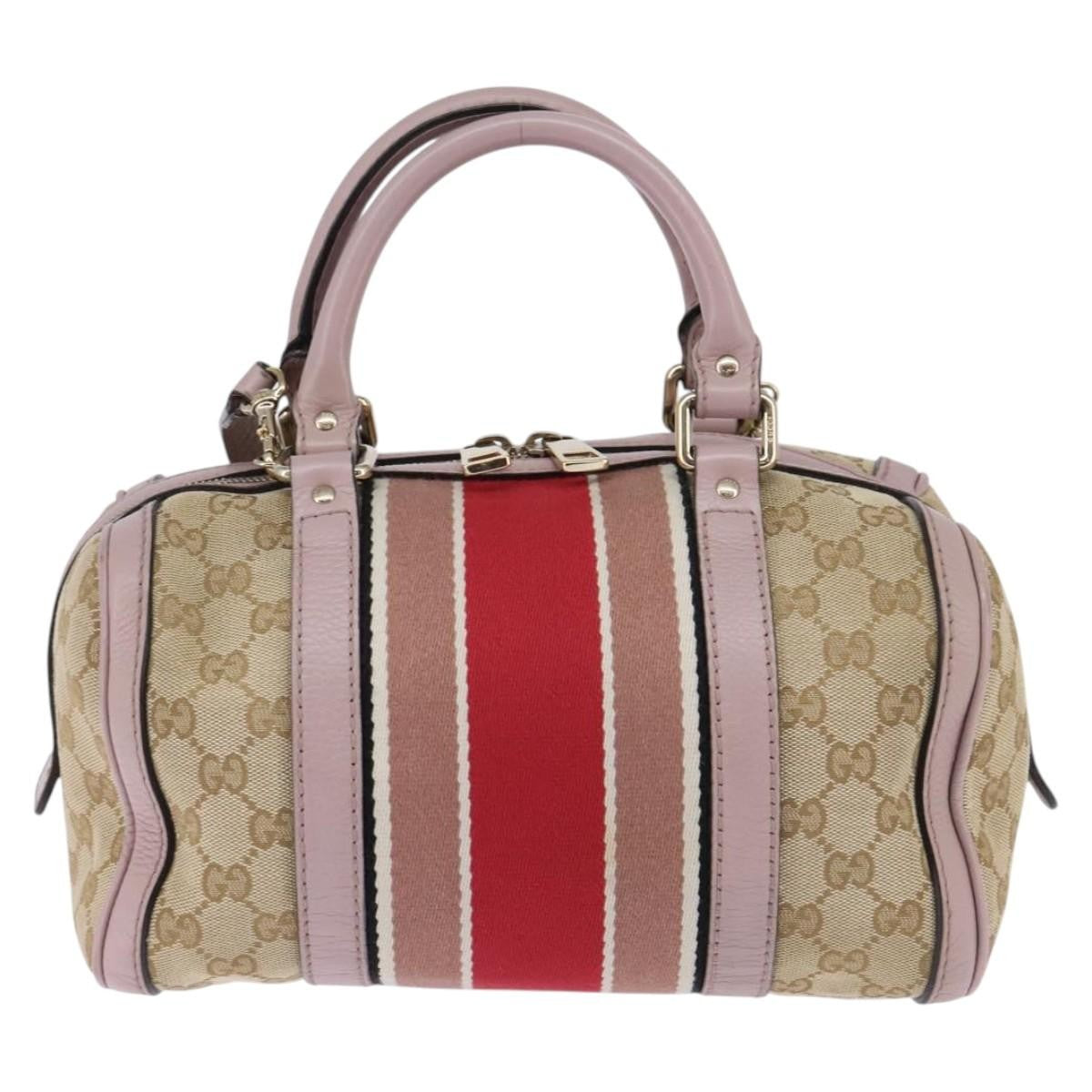 Gucci Vintage Web Boston Bag GG Canvas, BEIGE, CANVAS, Handbag