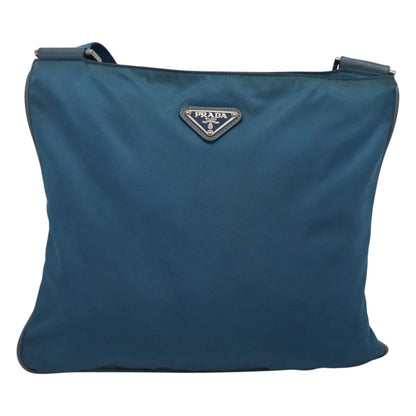 Prada Flat Messenger Bag Tessuto, BLUE, NYLON, Shoulder bag