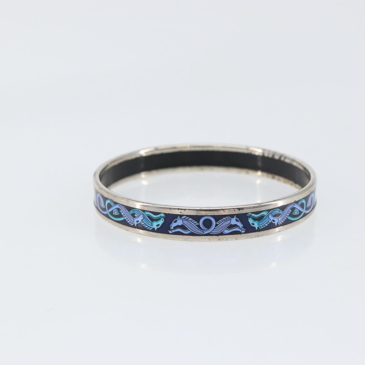 Hermes Caleche Bangle Bracelet Metal, NAVY, METAL, Bracelet