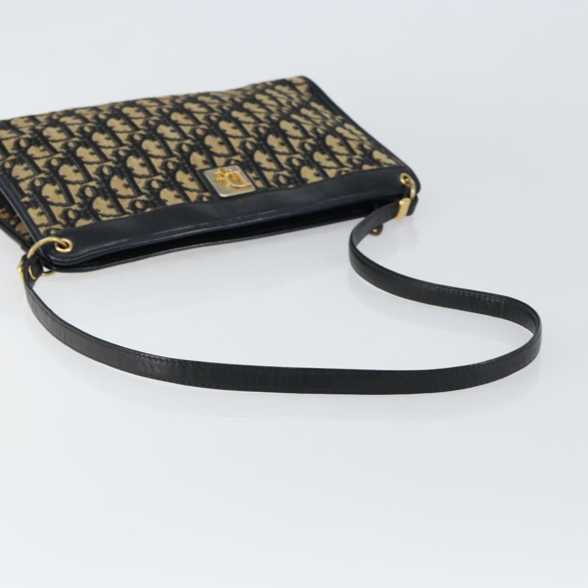 Christian Dior Vintage Trotter Shoulder Bag Canvas, NAVY, CANVAS, Shoulder bag