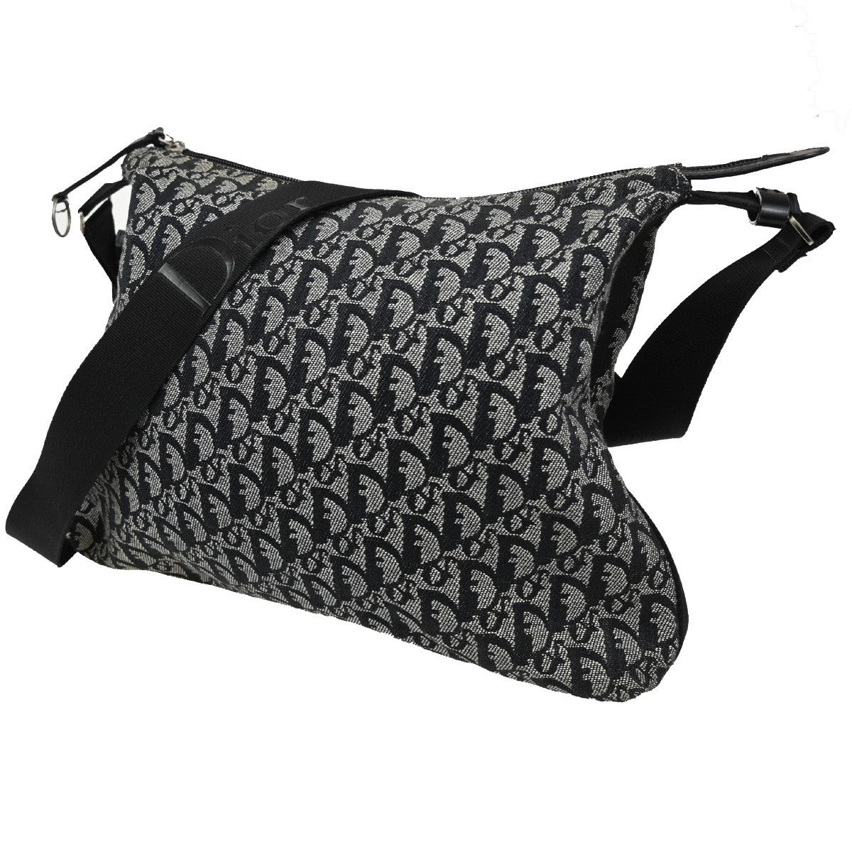 Christian Dior Vintage Trotter Messenger Bag Diorissimo Canvas, BLACK, CANVAS, Shoulder bag