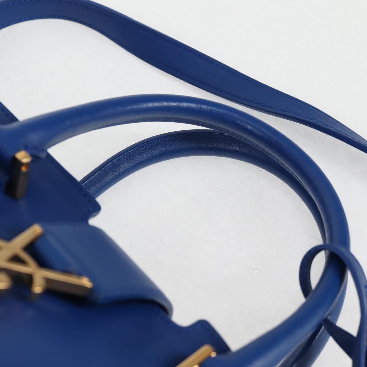 Saint Laurent Monogram Cabas Leather, BLUE, LEATHER, Handbag