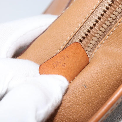 Celine Vintage Macadam Circle Logo Shoulder Bag Canvas and Leather, Brown, Canvas, Shoulder Bag