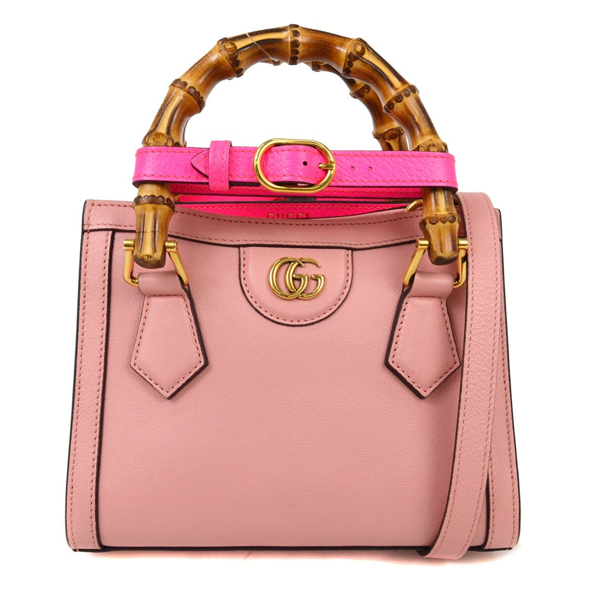 Gucci Diana NM Bamboo Handle Tote Leather, PINK, LEATHER, Tote bag