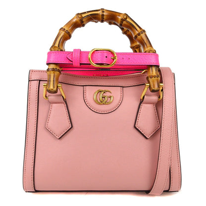 Gucci Diana NM Bamboo Handle Tote Leather, PINK, LEATHER, Tote bag