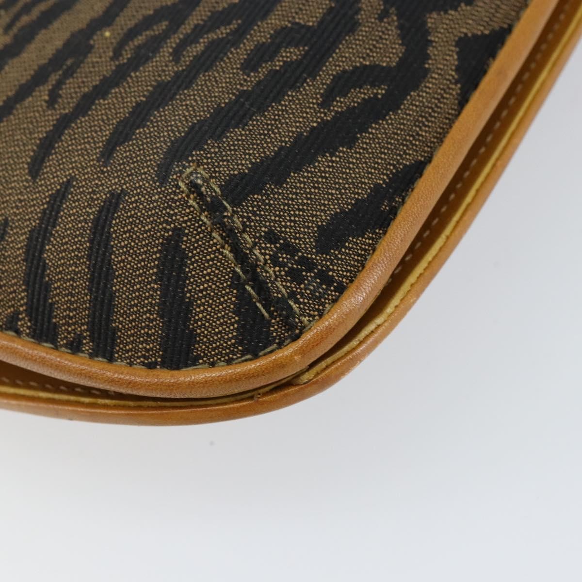 Fendi Vintage Tiger Print Shoulder Bag Canvas, GOLD, CANVAS, Shoulder bag