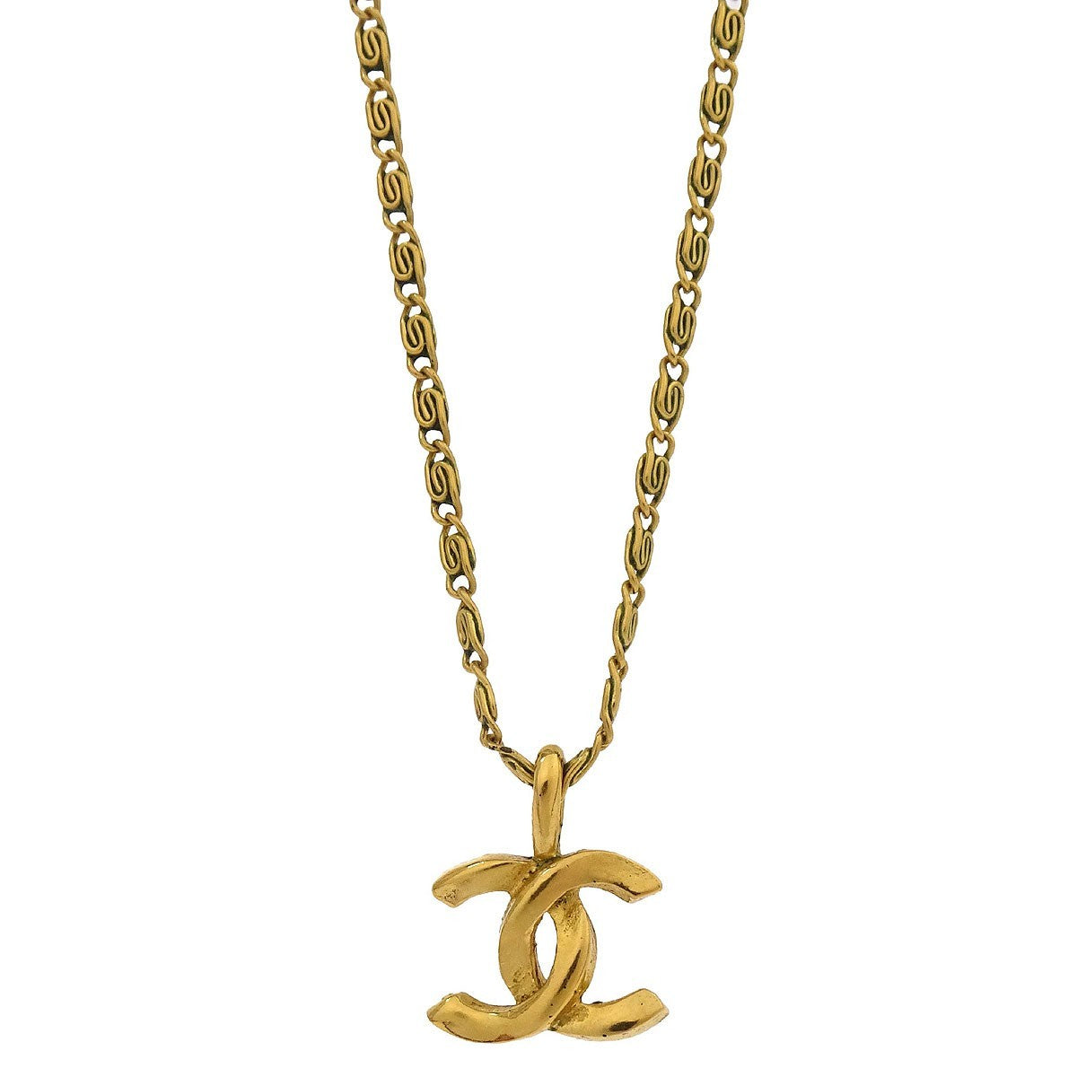 Chanel Vintage CC Pendant Necklace Metal, Gold, Gold Plated, Necklace