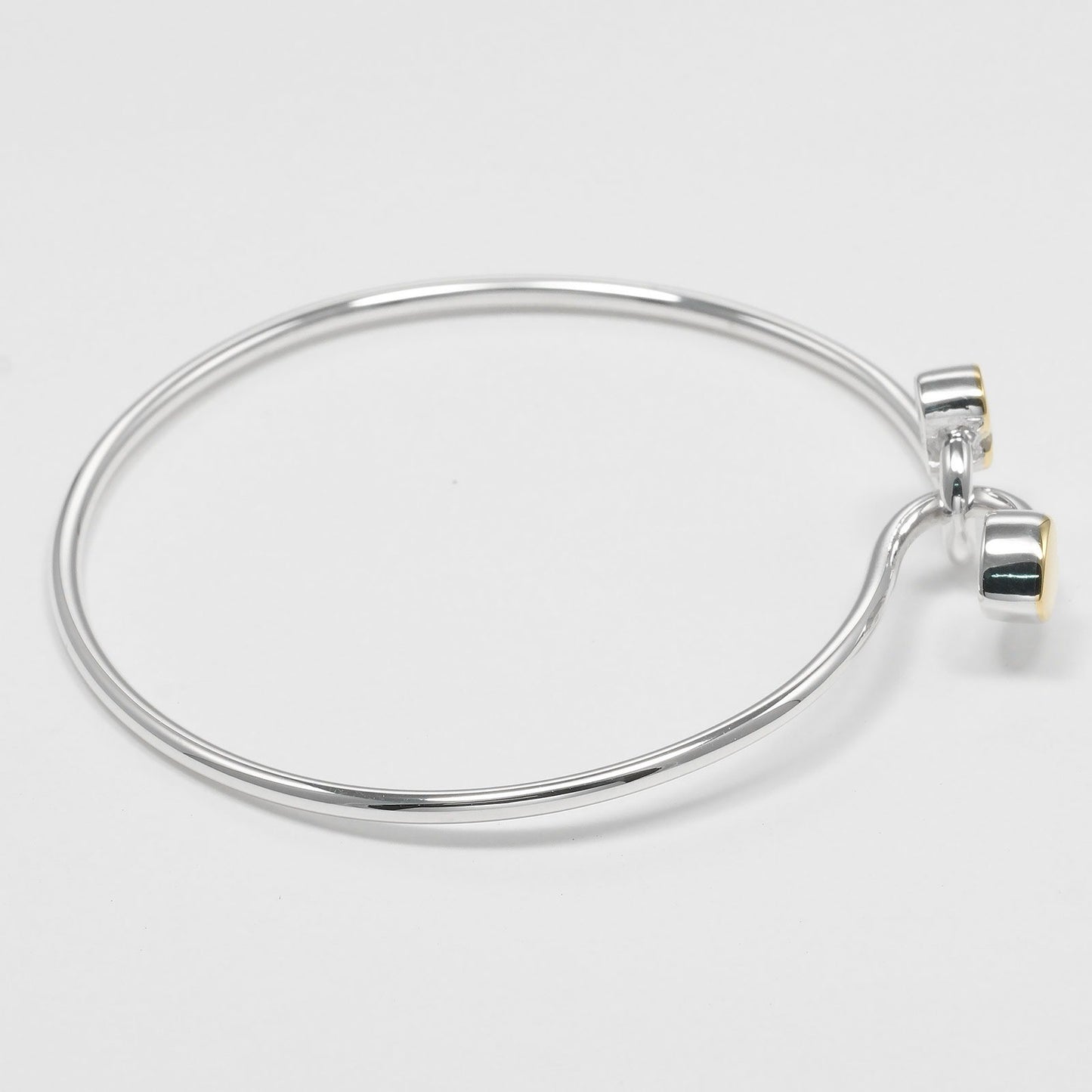 Tiffany & Co. Double Heart Lock Bangle Bracelet Sterling Silver with 18K Yellow Gold, SILVER, SILVER, Bracelet
