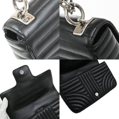 Prada Chain Flap Shoulder Bag Diagramme Quilted Leather, BLACK, LEATHER, Shoulder bag