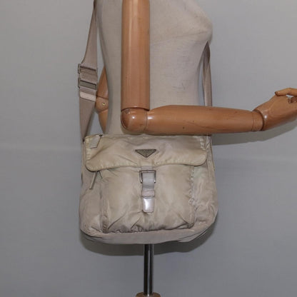 Prada Buckle Messenger Bag Tessuto, BEIGE, NYLON, Crossbody bag