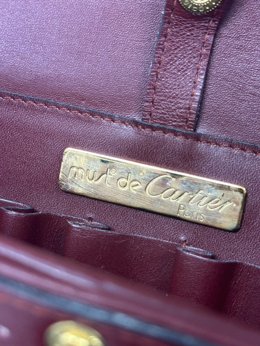 cartier Must de Cartier Shoulder Bag Leather, Burgundy, Leather, Shoulder Bag