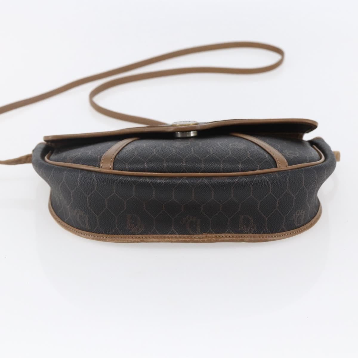 Christian Dior Vintage Honeycomb Flap Crossbody Bag Canvas and Leather, BLACK, CANVAS, Shoulder bag