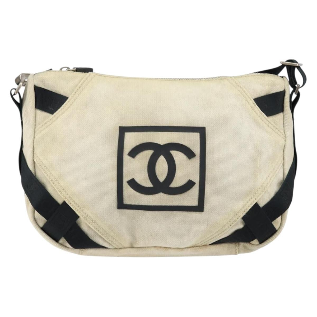 Chanel sports shoulder bag Coco mark, BEIGE, CANVAS, Shoulder bag