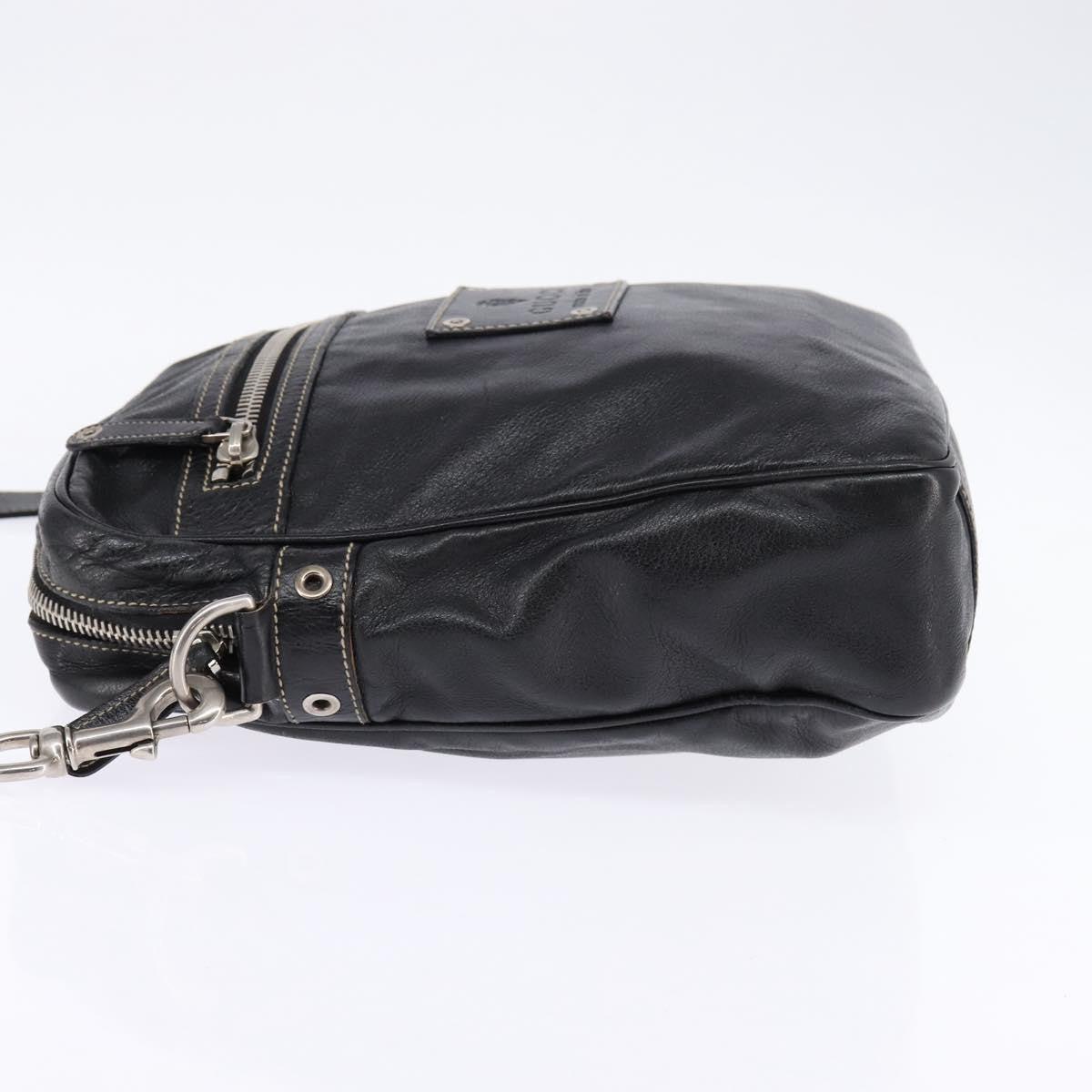Gucci Front Zip Messenger Leather, BLACK, LEATHER, Shoulder bag
