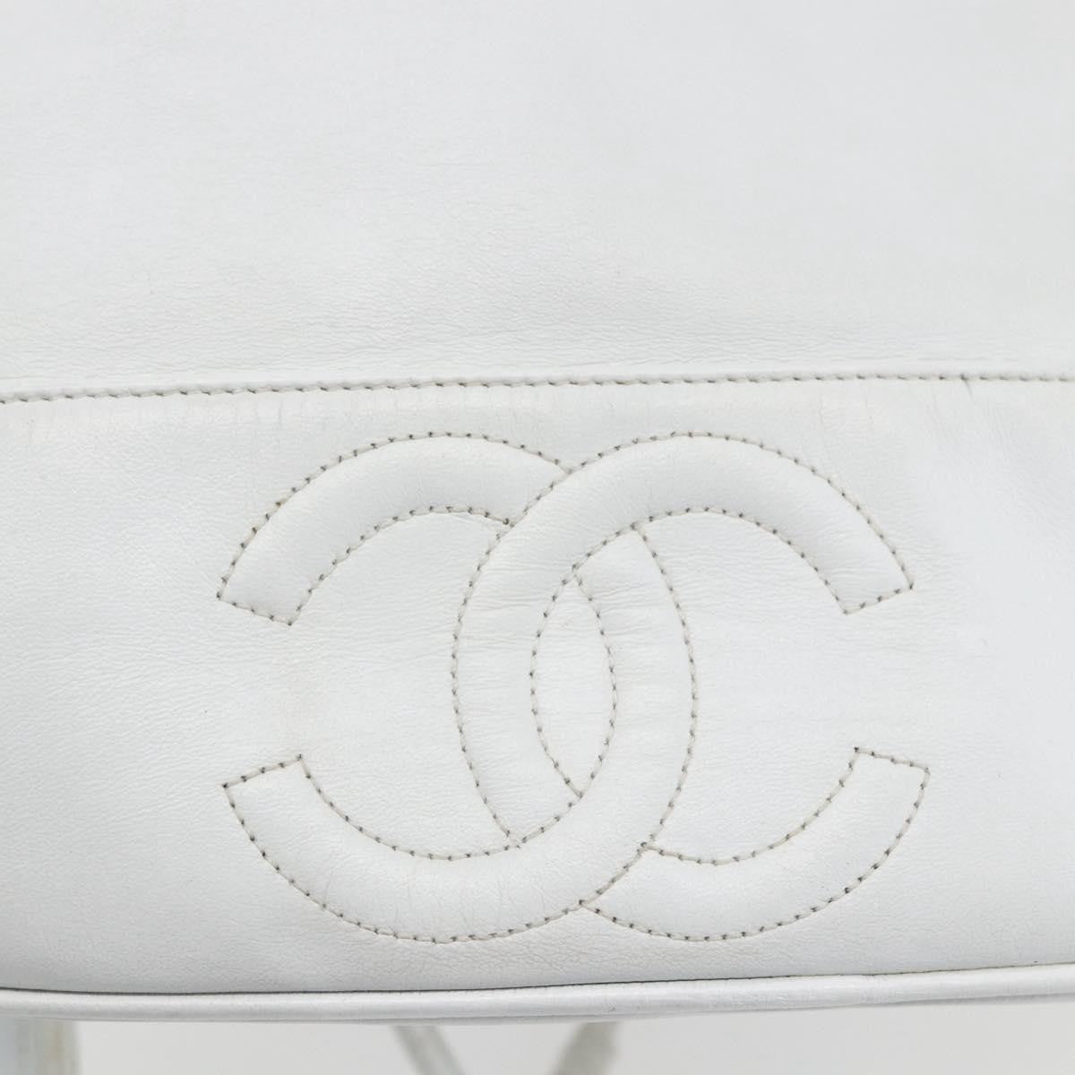 Chanel Vintage CC Drawstring Bucket Bag Caviar, WHITE, LEATHER, Shoulder bag