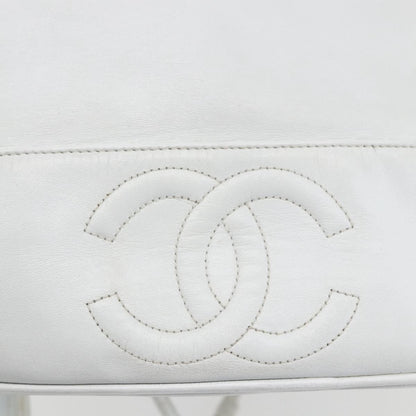 Chanel Vintage CC Drawstring Bucket Bag Caviar, WHITE, LEATHER, Shoulder bag