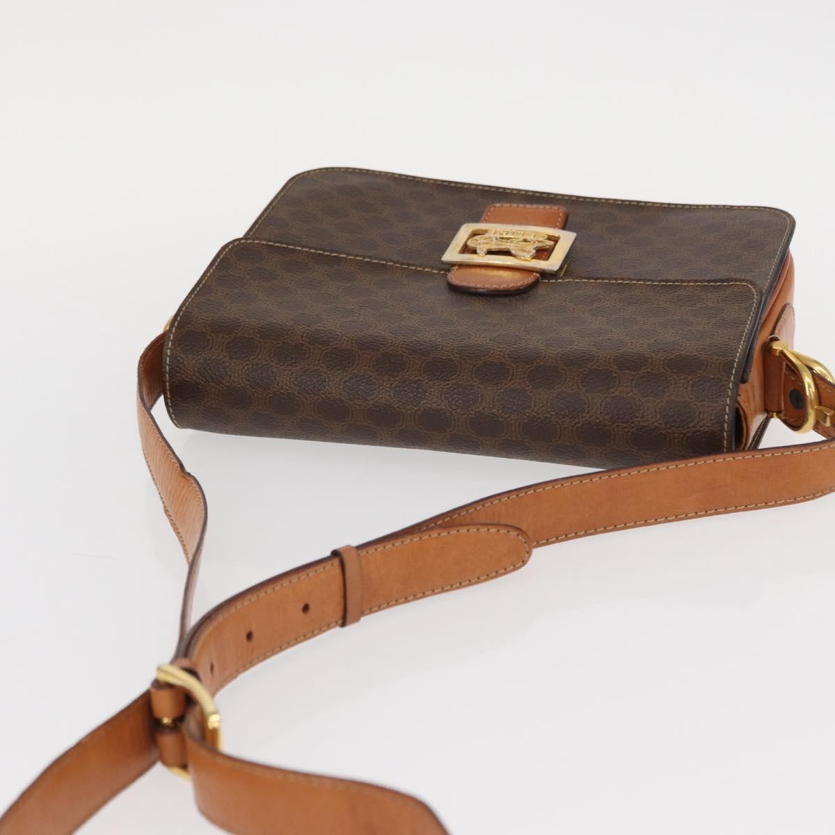 Celine Macadam Shoulder Bag PVC Leather, BROWN, CANVAS, Shoulder bag