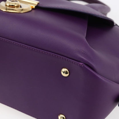 Salvatore Ferragamo Vintage Fiamma Satchel Leather, Purple, Leather, Handbag