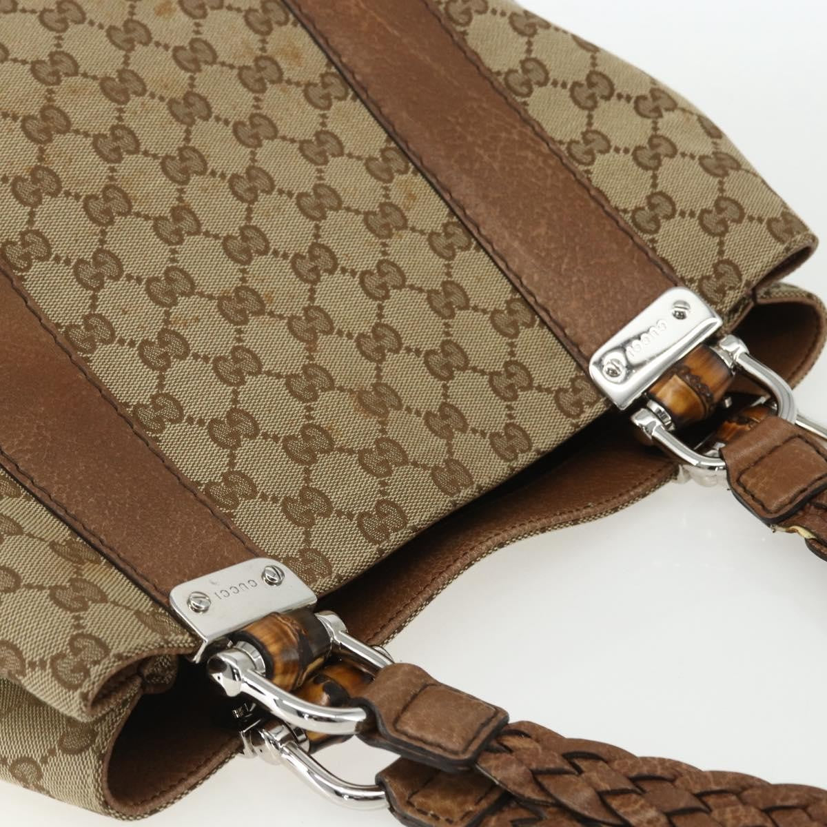 Gucci Bamboo Bar Tote GG Canvas, BEIGE, CANVAS, Tote bag