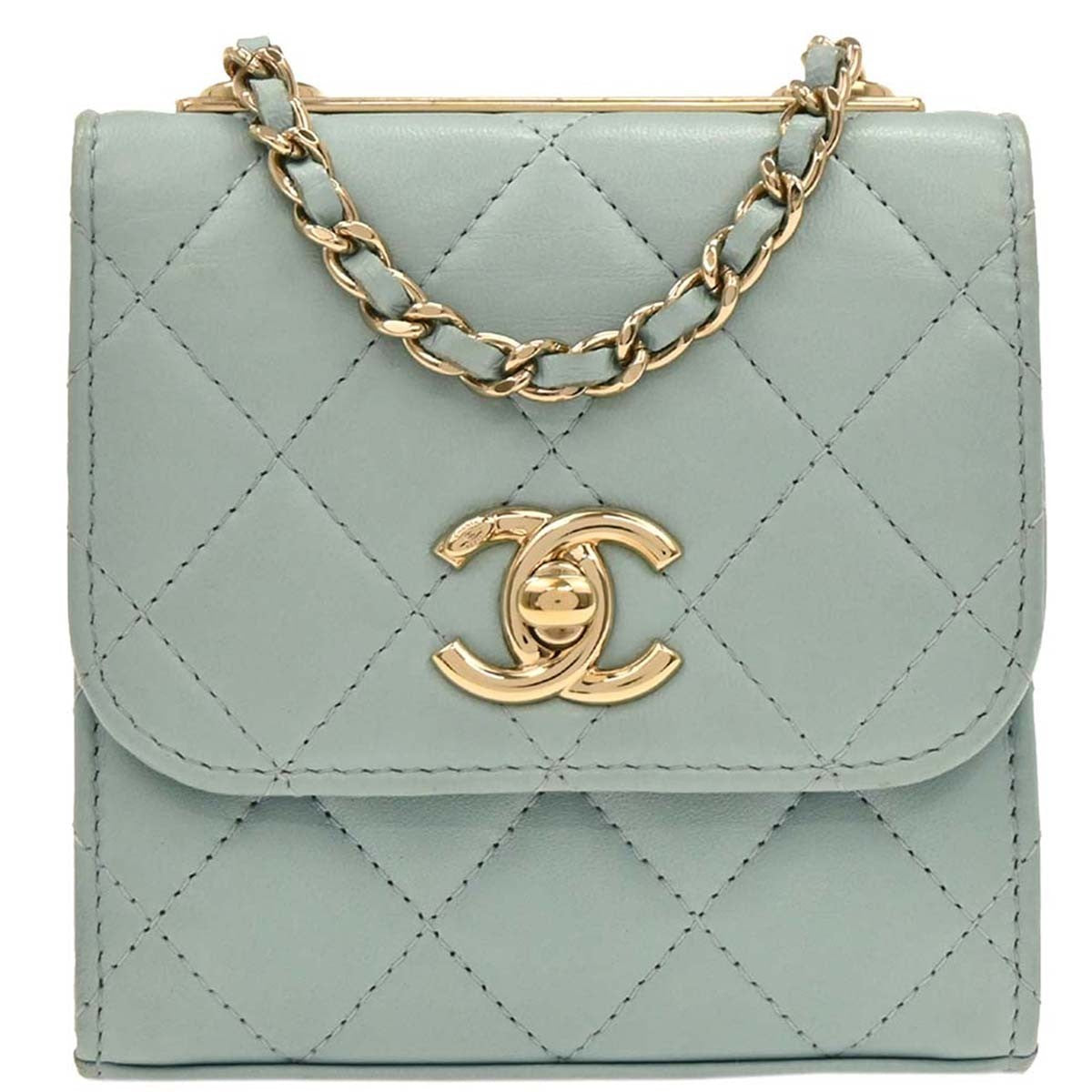 Chanel Trendy CC Clutch with Chain Quilted Lambskin, BLUE, LEATHER, Shoulder bag