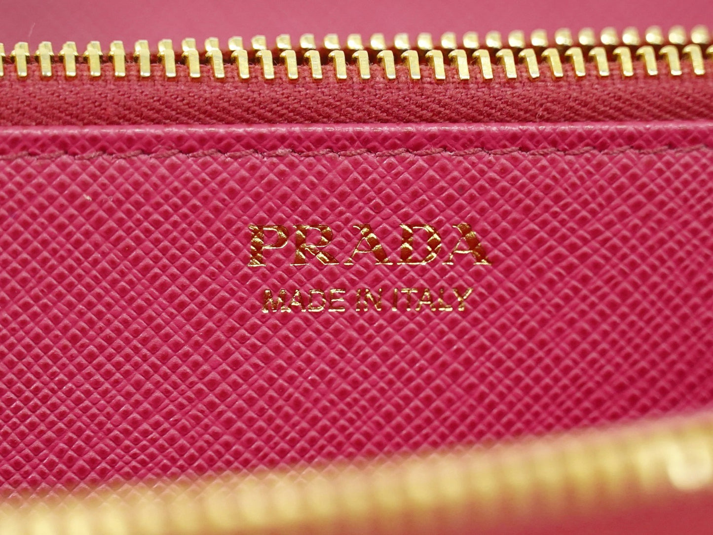 Prada Zip Around Tab Wallet Saffiano Leather, PINK, LEATHER, Wallets
