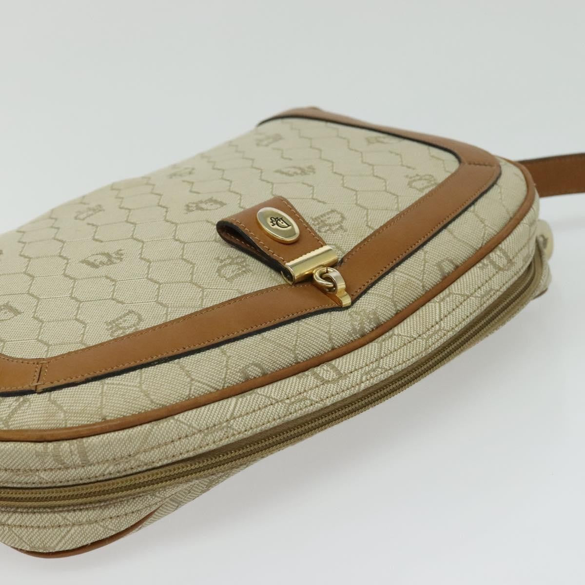 Christian Dior Vintage Honeycomb Shoulder Bag Canvas, BEIGE, CANVAS, Shoulder bag