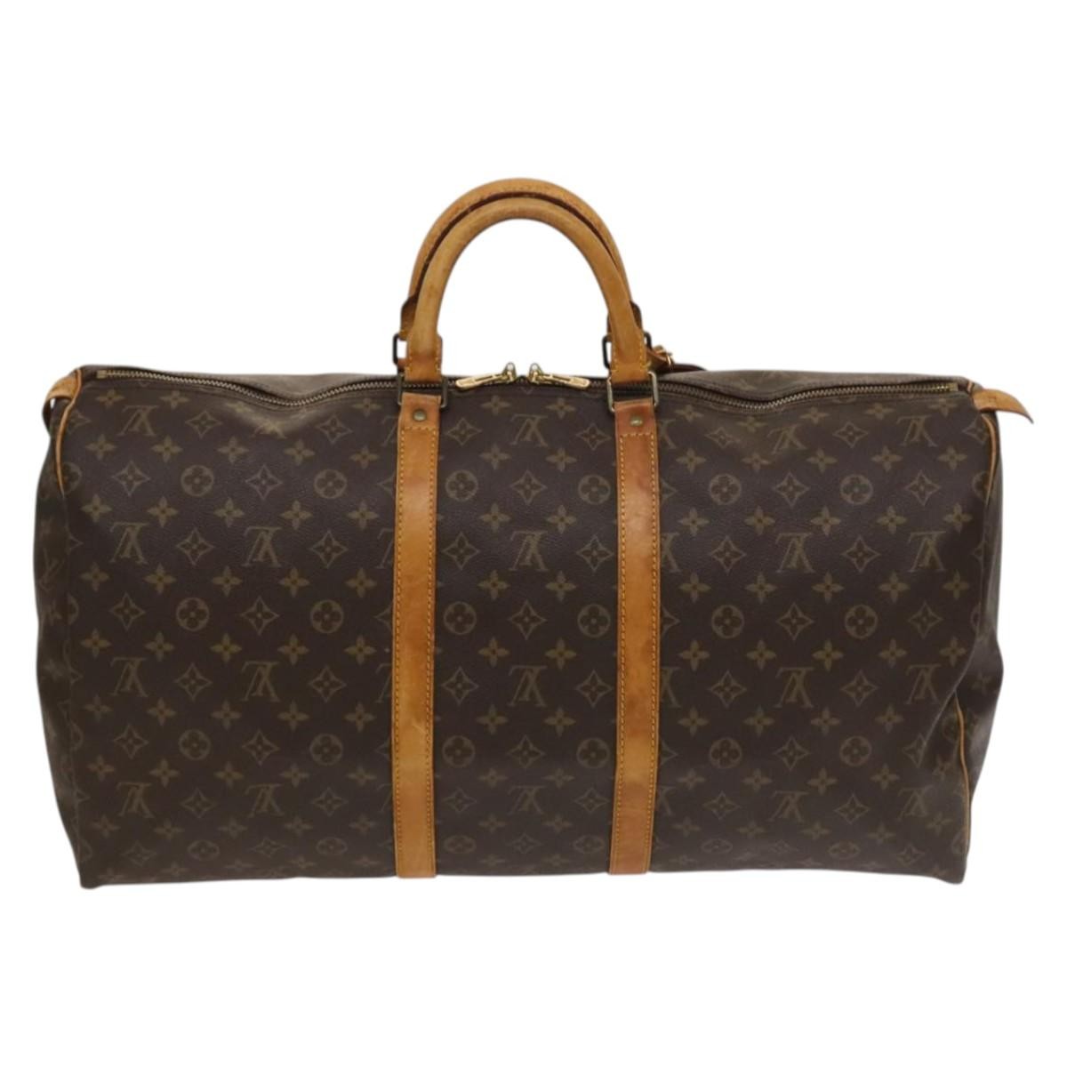 Louis Vuitton Keepall Bag Monogram Canvas, BROWN, CANVAS, Travel bag
