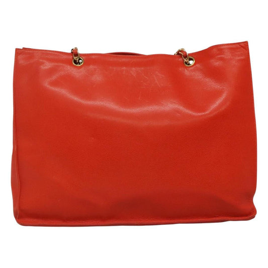 Chanel Grand Shopping Tote Quilted Calfskin, ORANGE, LEATHER, Tote bag