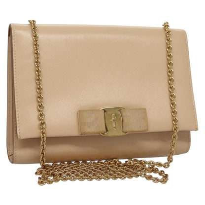 Salvatore Ferragamo Ginny Crossbody Bag Leather, BEIGE, LEATHER, Shoulder bag