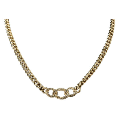 Christian Dior CD Chain Link Necklace Metal with Crystals, GOLD, METAL, Necklace
