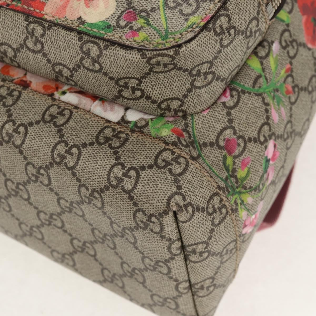 Gucci Buckle Backpack Blooms Print GG Coated Canvas, BEIGE, CANVAS, Backpack