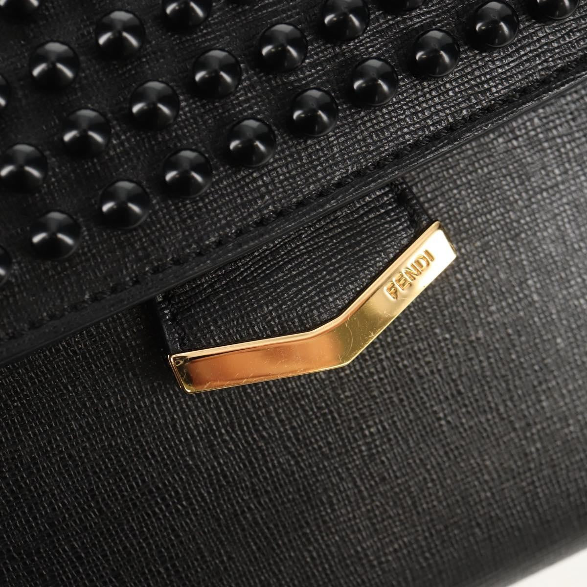 Fendi Demi Jour Monster Satchel Studded Leather, BLACK, LEATHER, Handbag