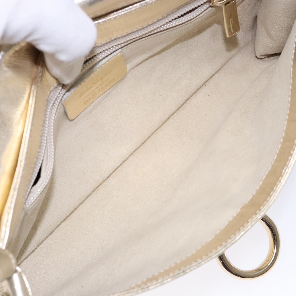 Salvatore Ferragamo Gancini Shoulder Bag Leather, GOLD, LEATHER, Shoulder bag