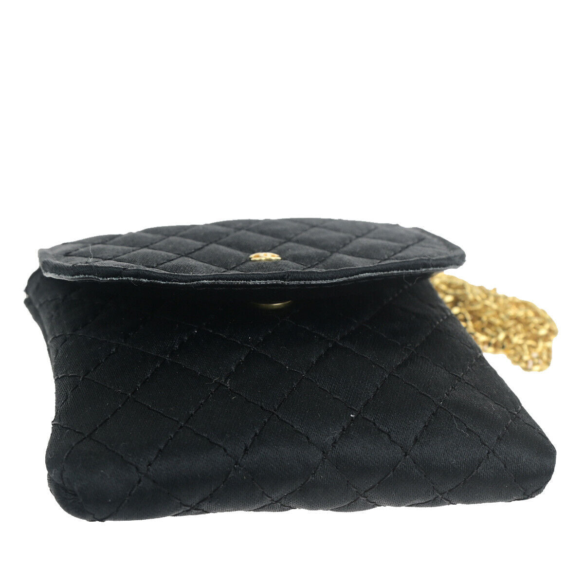 Chanel CC Logo Micro Matelasse Shoulder Bag Pouch Canvas, BLACK, CANVAS, Shoulder bag