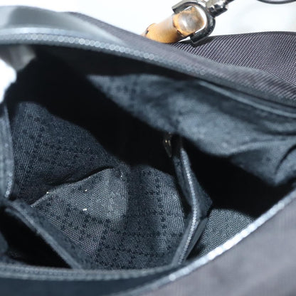 Gucci Vintage Bamboo Shoulder Bag Nylon, BLACK, NYLON, Shoulder bag