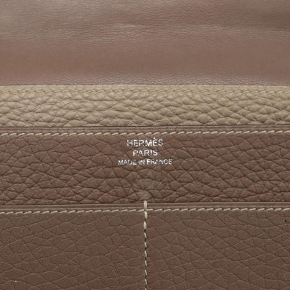 Hermes Dogon Duo Combined Wallet Leather, GRAY, LEATHER, Wallets