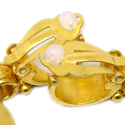 Chanel Vintage CC Heart Cut Out Drop Clip-On Earrings Metal, GOLD, GOLD_PLATED, Earrings