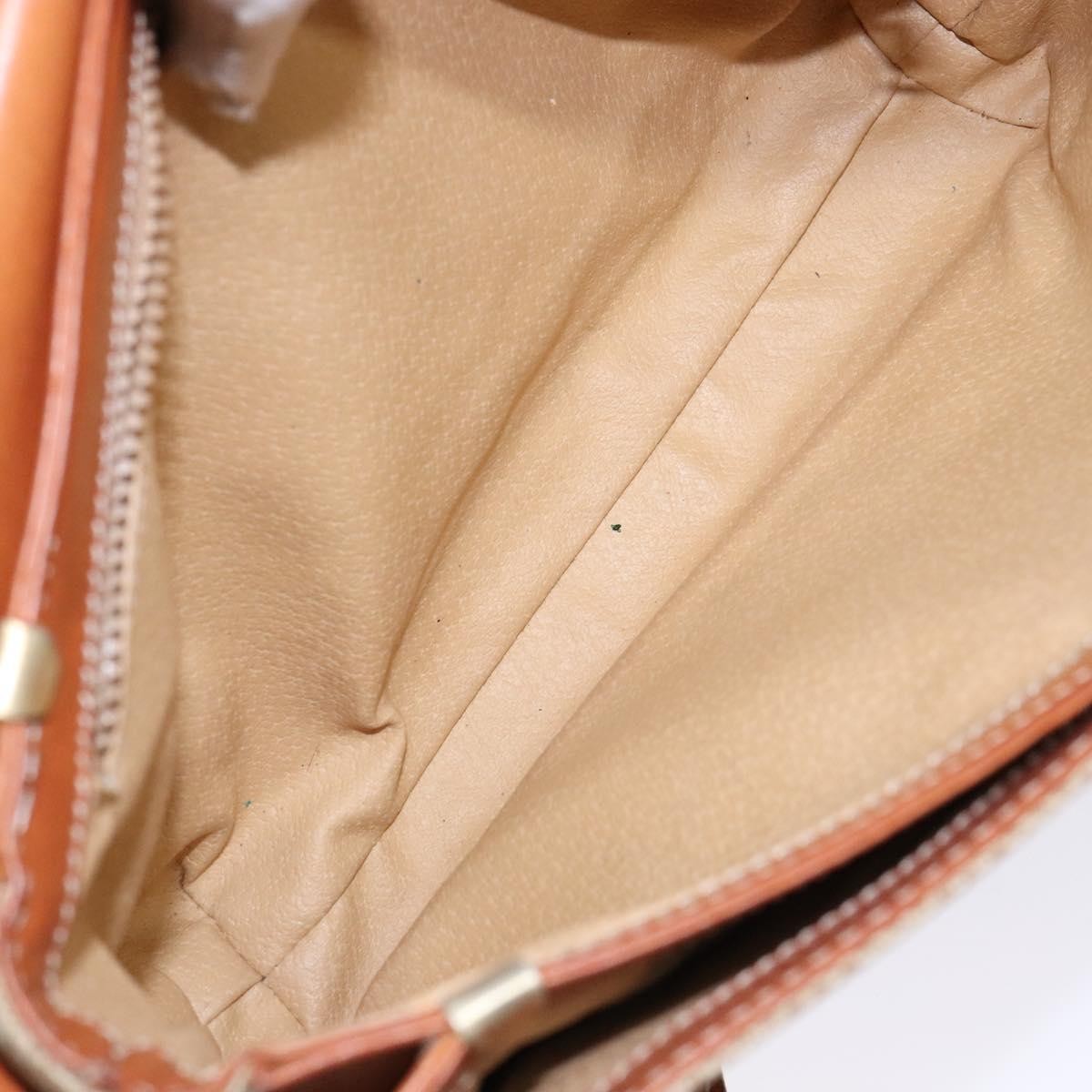 Celine Vintage Macadam Shoulder Bag Canvas and Leather, BEIGE, CANVAS, Shoulder bag