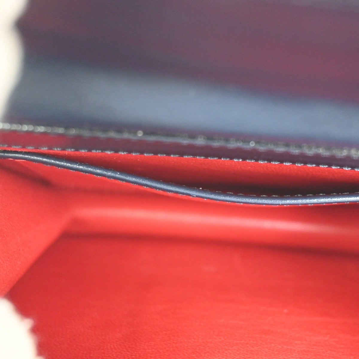Celine Gancini Handbag Leather, NAVY, LEATHER, Handbag