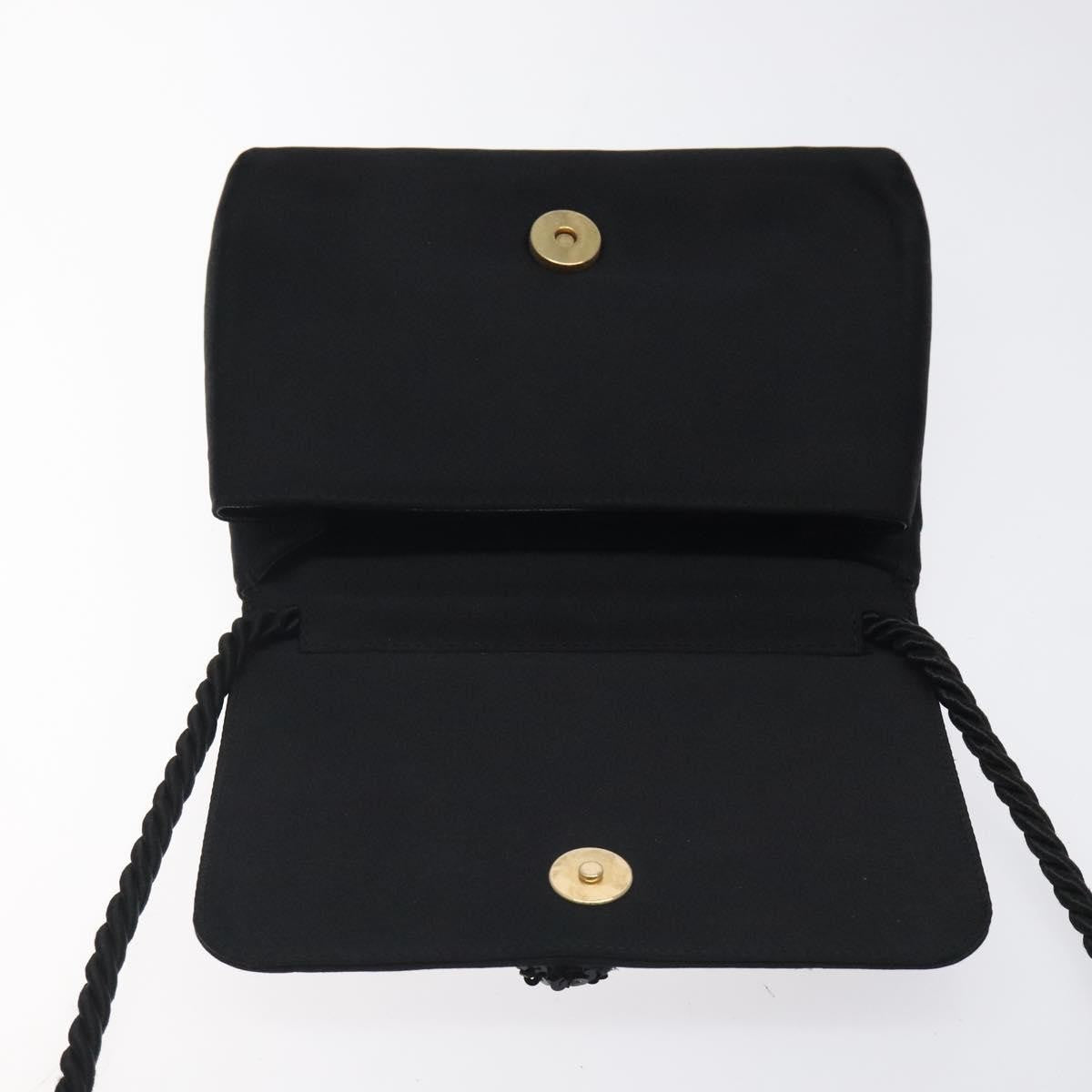 Chanel Vintage Camellia Flap Crossbody Bag Silk, BLACK, SILK, Shoulder bag