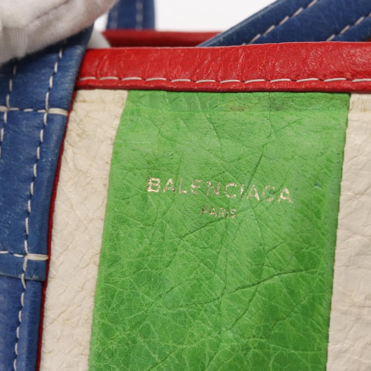 Balenciaga Bazar Convertible Tote Striped Leather, MULTICOLOUR, LEATHER, Tote bag