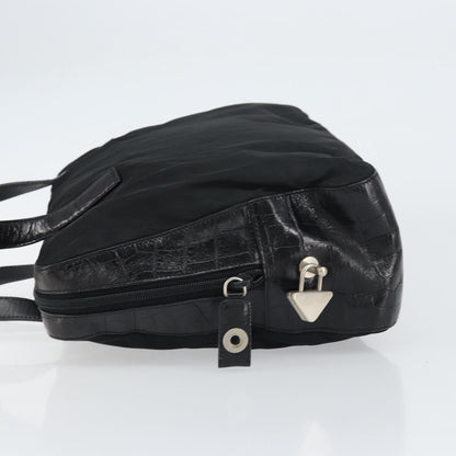 Prada Vintage Shoulder Bag Nylon and Leather, BLACK, NYLON, Shoulder bag